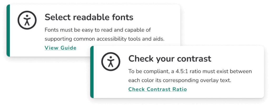Example of accessibility indicators