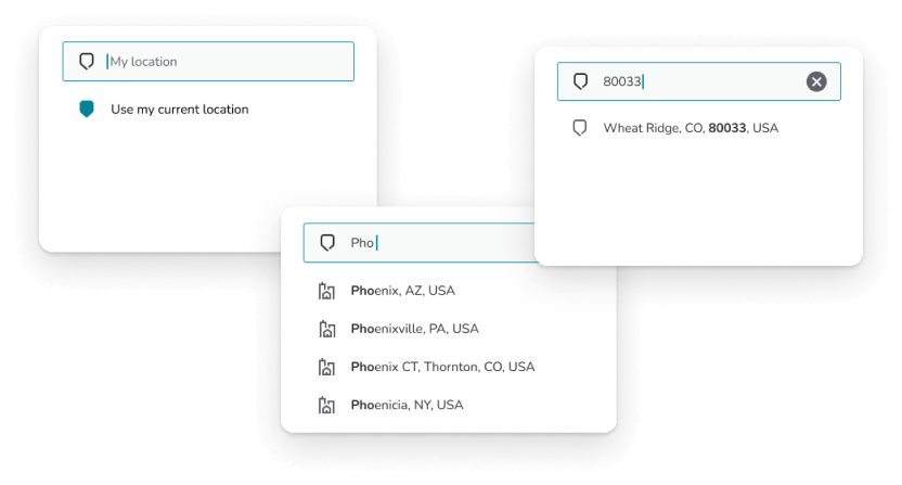 autofill works for letters in key terms and zip codes